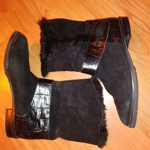 Caster furry lined ankle boots sz 9